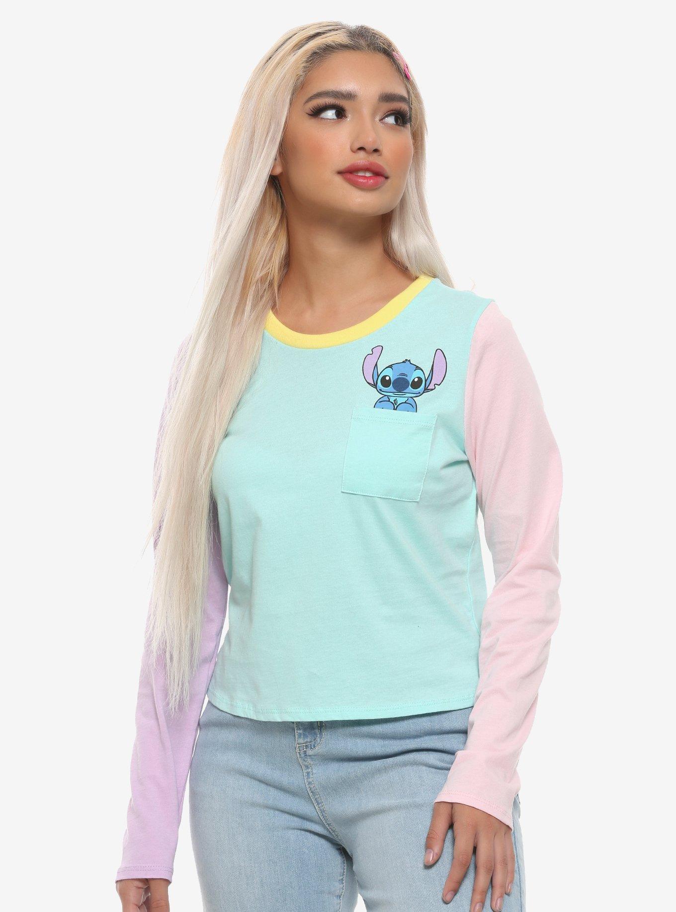 Disney Lilo & Stitch Pocket Pastel Color-Block Girls Long-Sleeve T-Shirt, MULTI, hi-res
