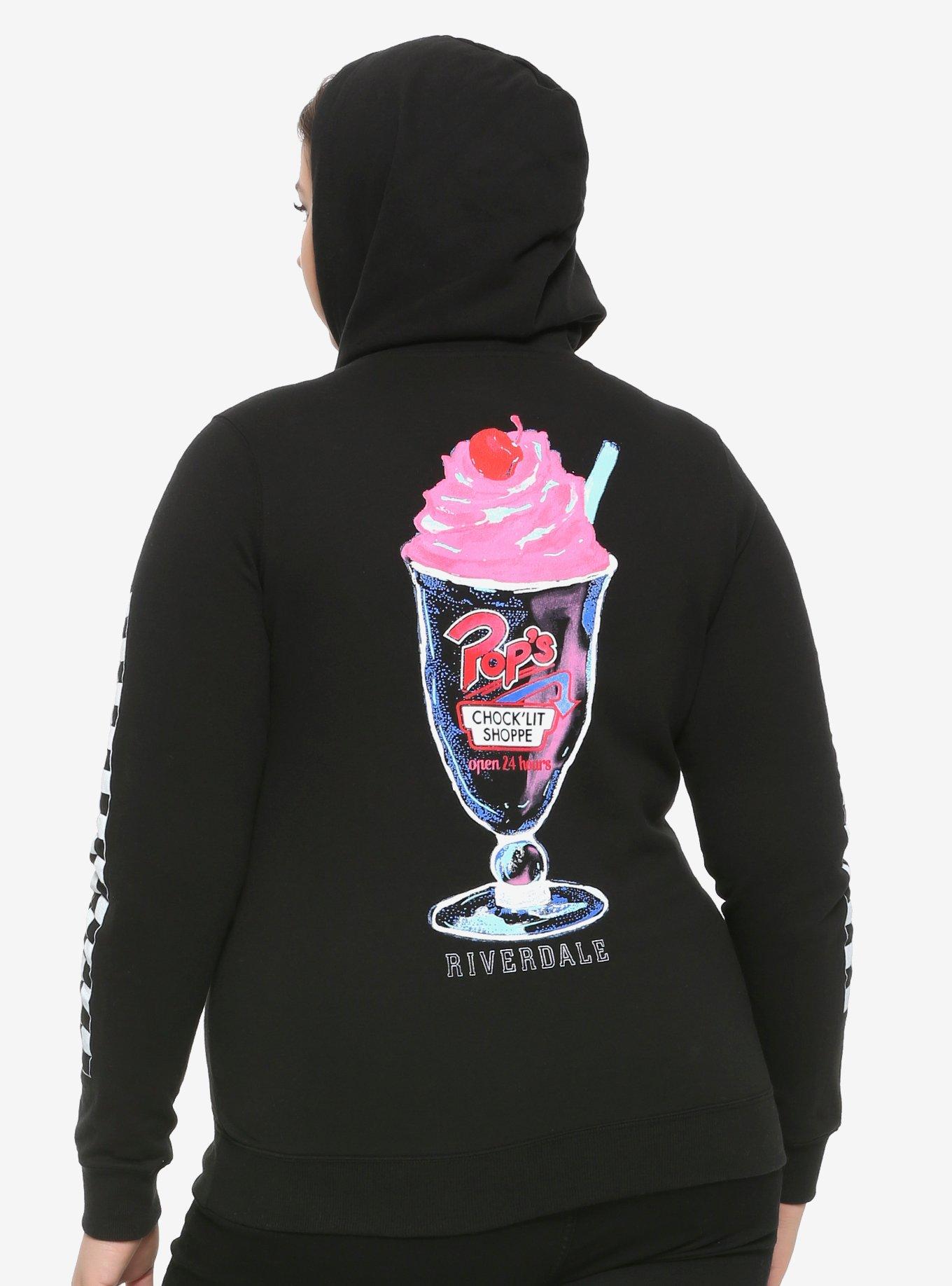 Riverdale Pop's Neon Sign & Check Girls Hoodie Plus Size, MULTI, hi-res
