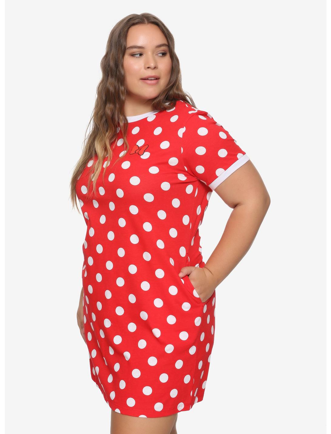 Disney Minnie Mouse Polka Dot T-Shirt Dress Plus Size, WHITE, hi-res