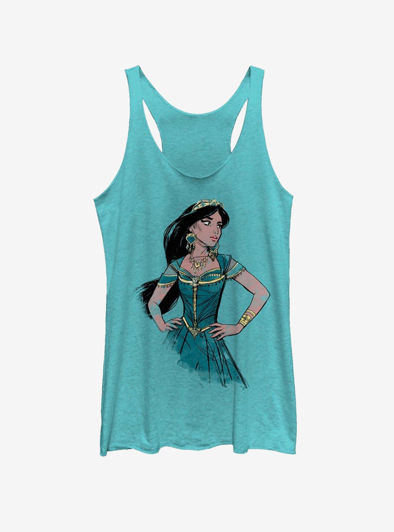 Disney Aladdin 2019 Jasmine Sketch Girls Tank, TAHI BLUE, hi-res