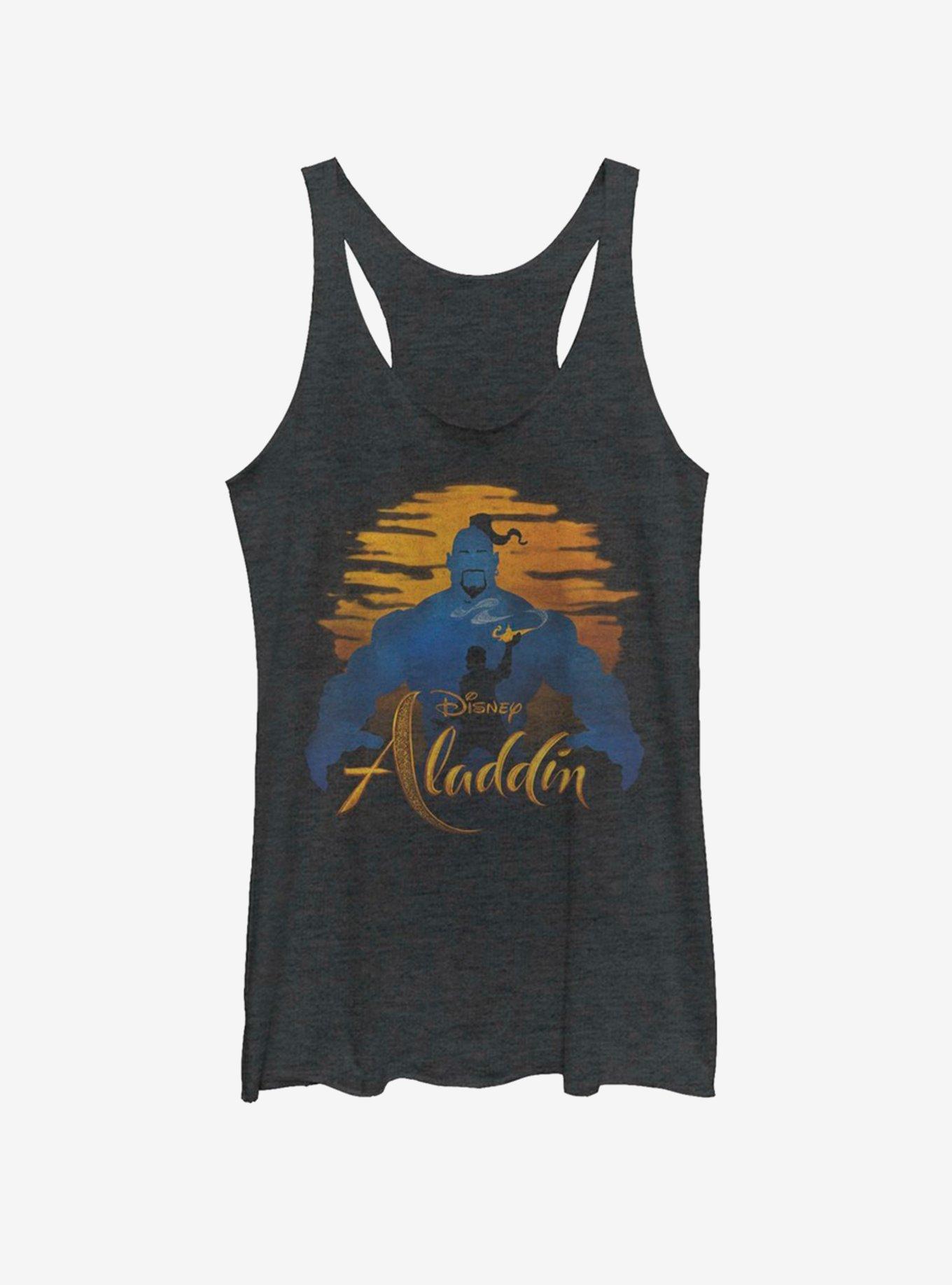 Disney Aladdin 2019 Genie Silhouette Girls Tank, BLK HTR, hi-res