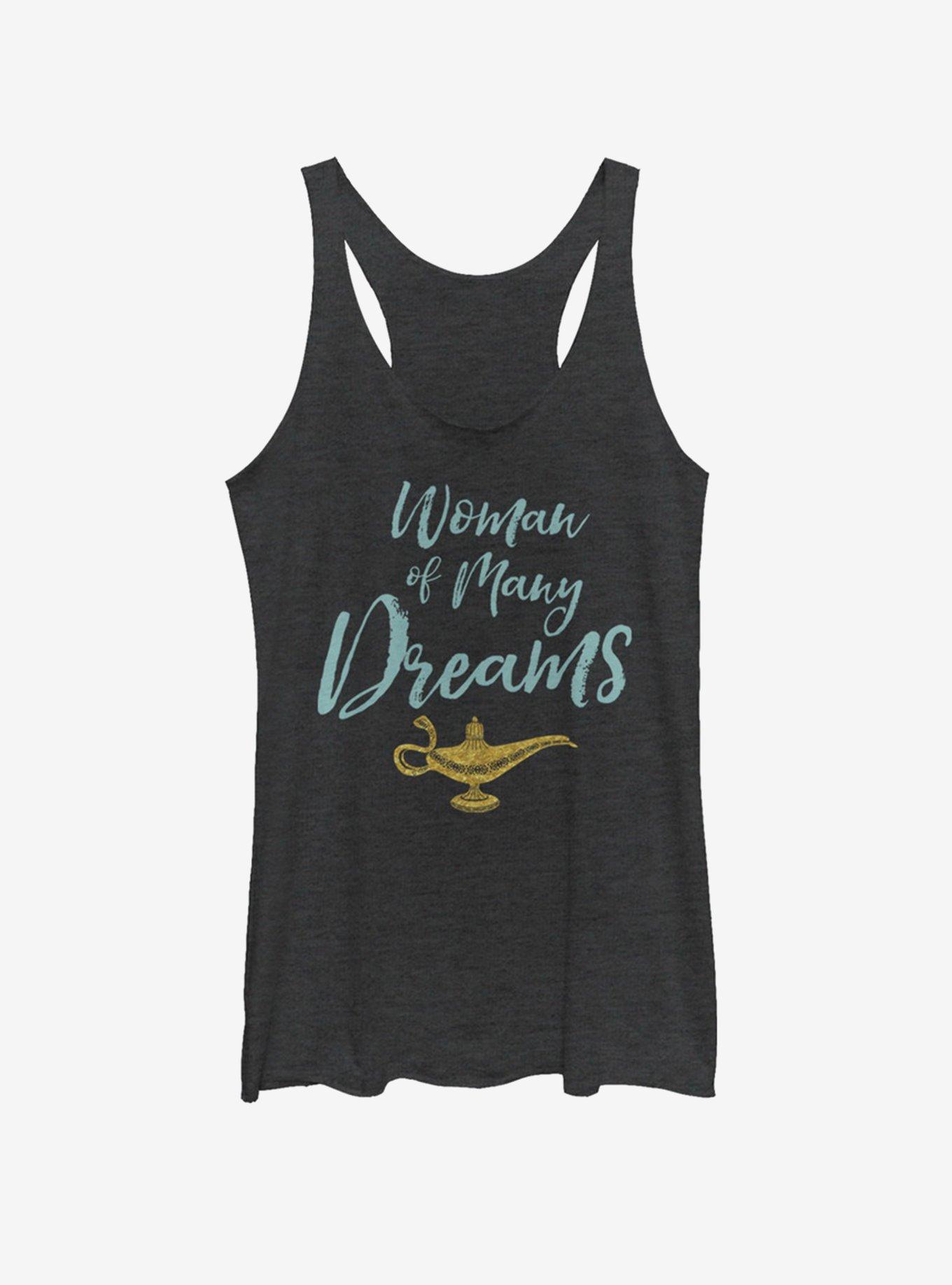 Disney Aladdin 2019 Woman of Many Dreams Cursive Girls Tank, BLK HTR, hi-res