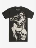 Elvira Mistress OF The Dark Comic Skull T-Shirt, WHITE, hi-res