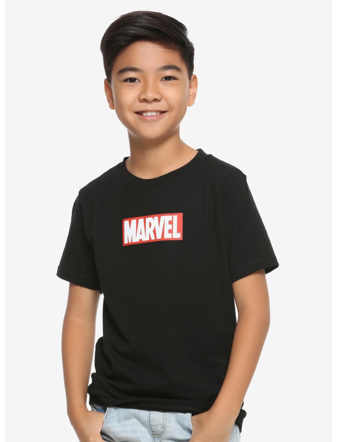 Marvel Red Logo Youth T-Shirt - BoxLunch Exclusive, BLACK, hi-res