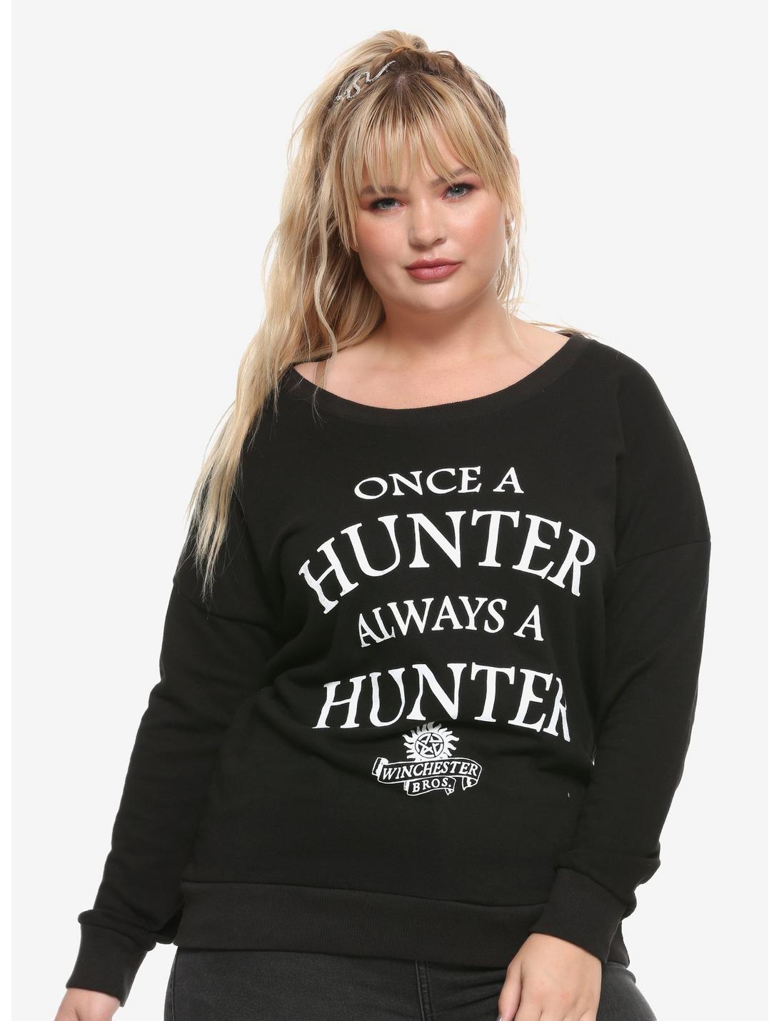 Supernatural Once A Hunter Girls Sweatshirt Plus Size, WHITE, hi-res