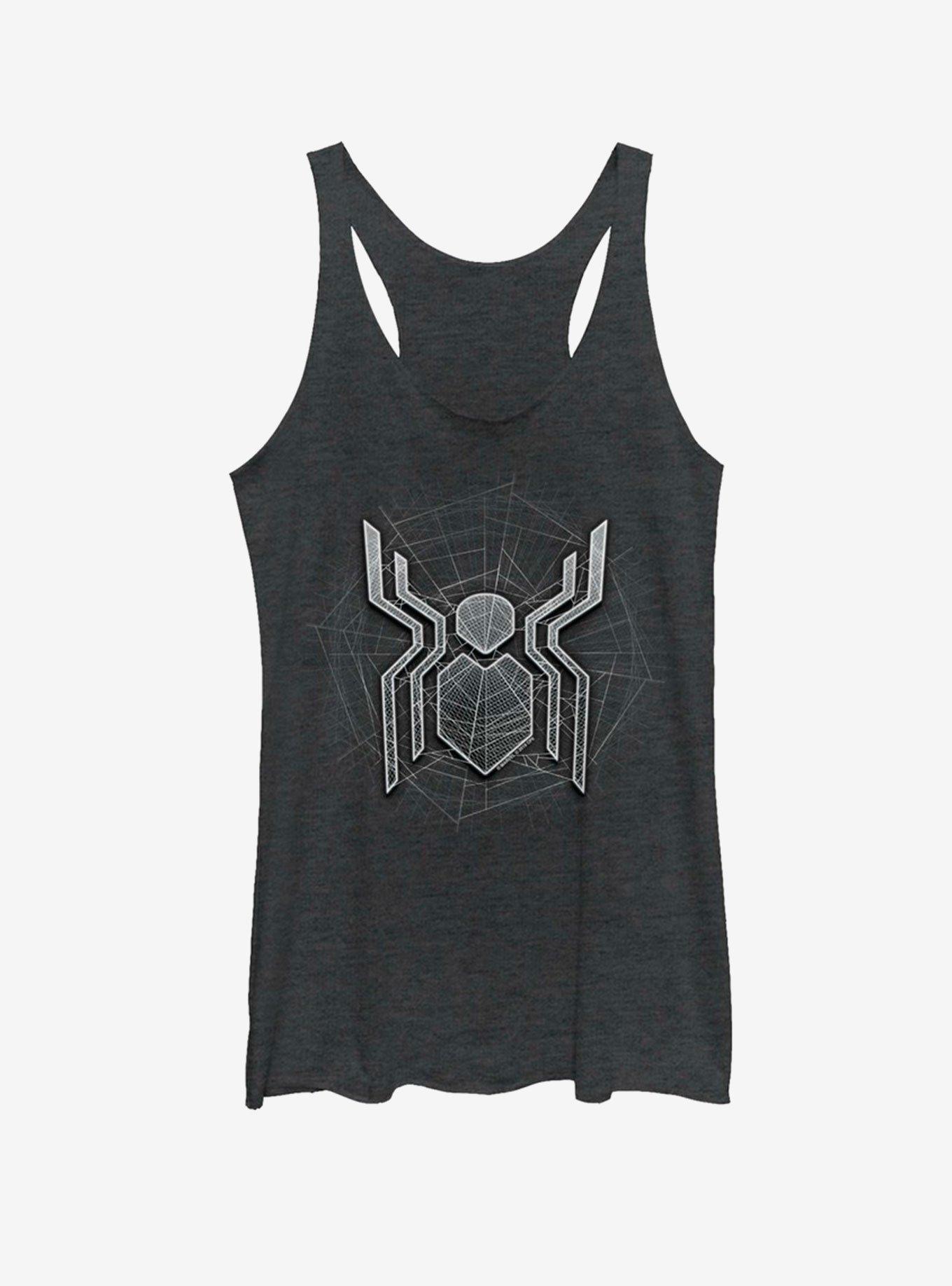 Marvel Spider-Man Far From Home Web Logo Womens Tank, BLK HTR, hi-res