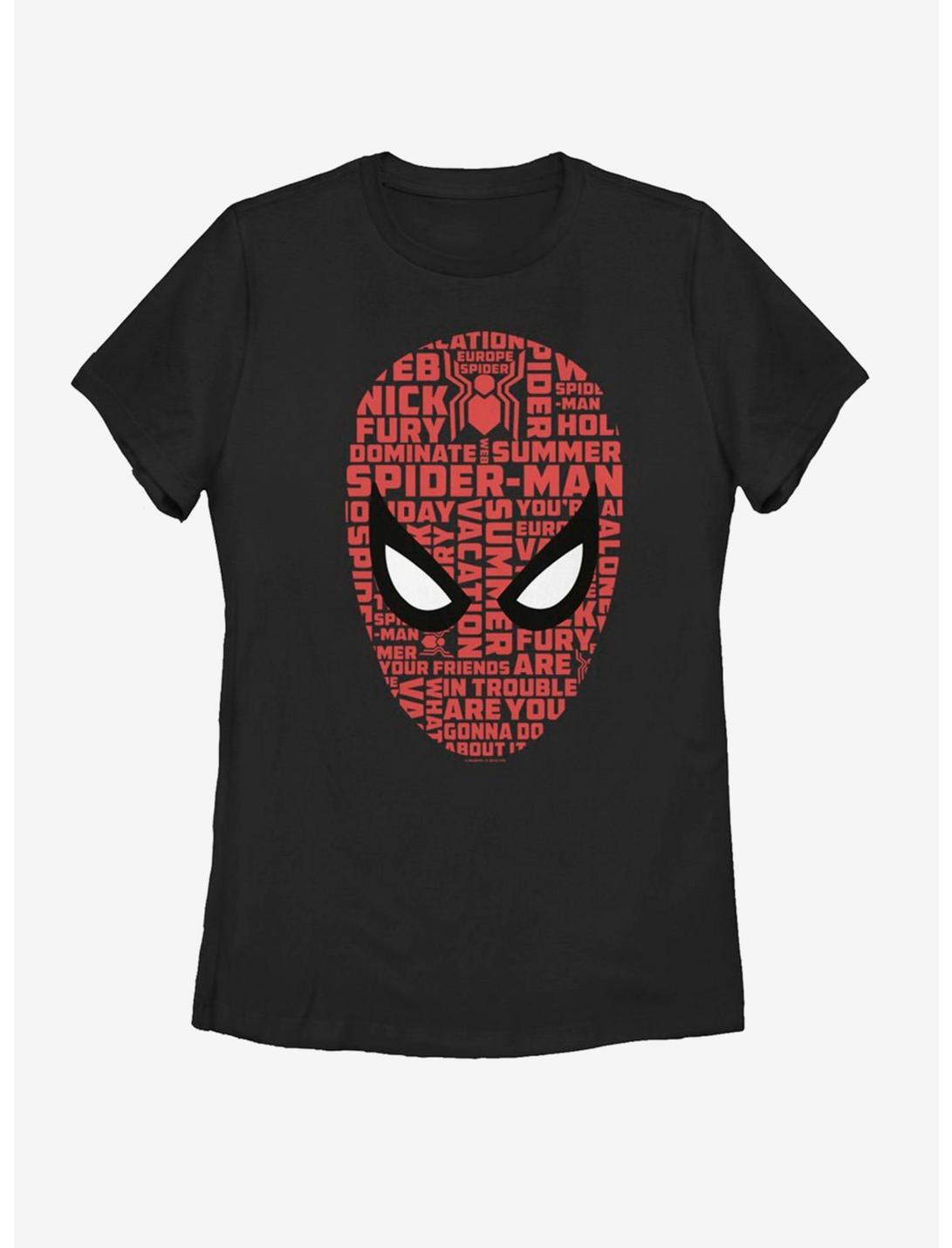 Marvel Spider-Man Far From Home Spider Word Face Womens T-Shirt, BLACK, hi-res