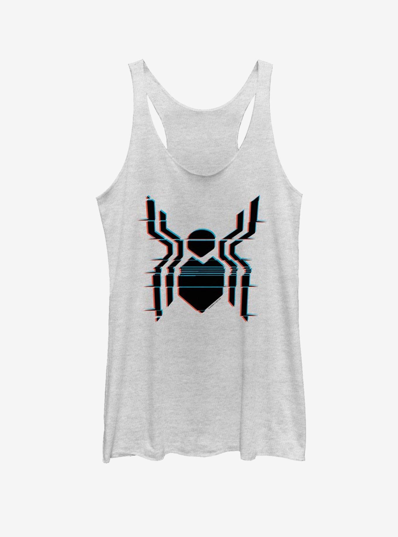 Marvel Spider-Man Far From Home Glitch Spider Logo Womens Tank, WHITE HTR, hi-res