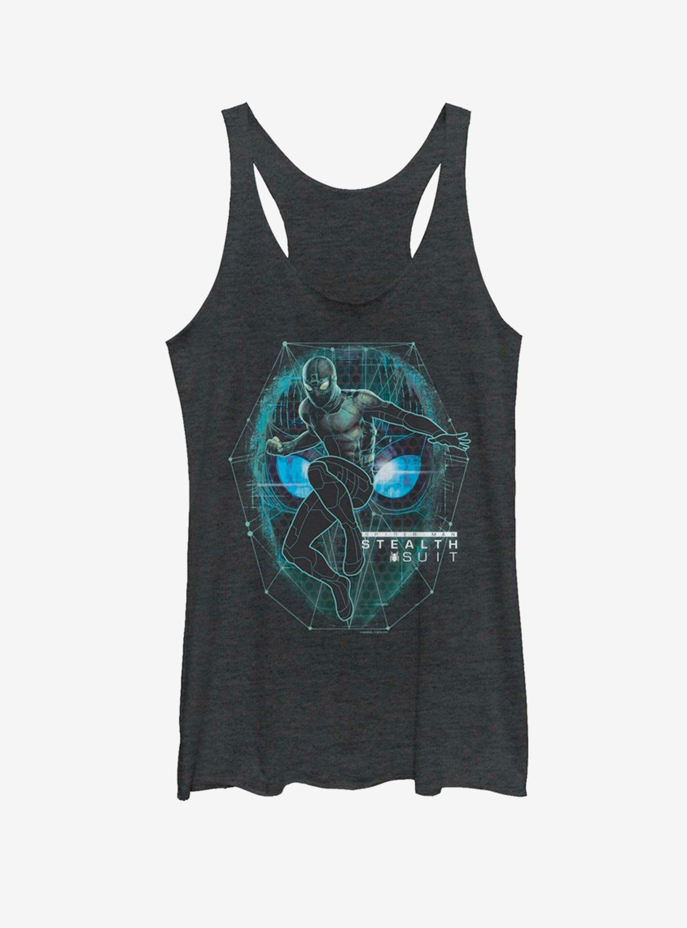 Marvel Spider-Man Far From Home Stealth suit Womens Tank, BLK HTR, hi-res