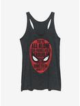 Marvel Spider-Man Far From Home Face words Womens Tank, BLK HTR, hi-res