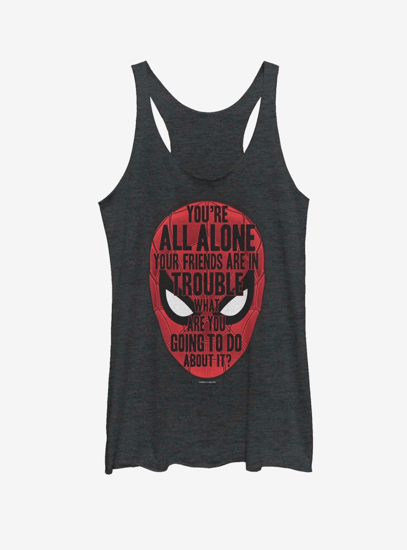 Marvel Spider-Man Far From Home Face words Womens Tank, BLK HTR, hi-res