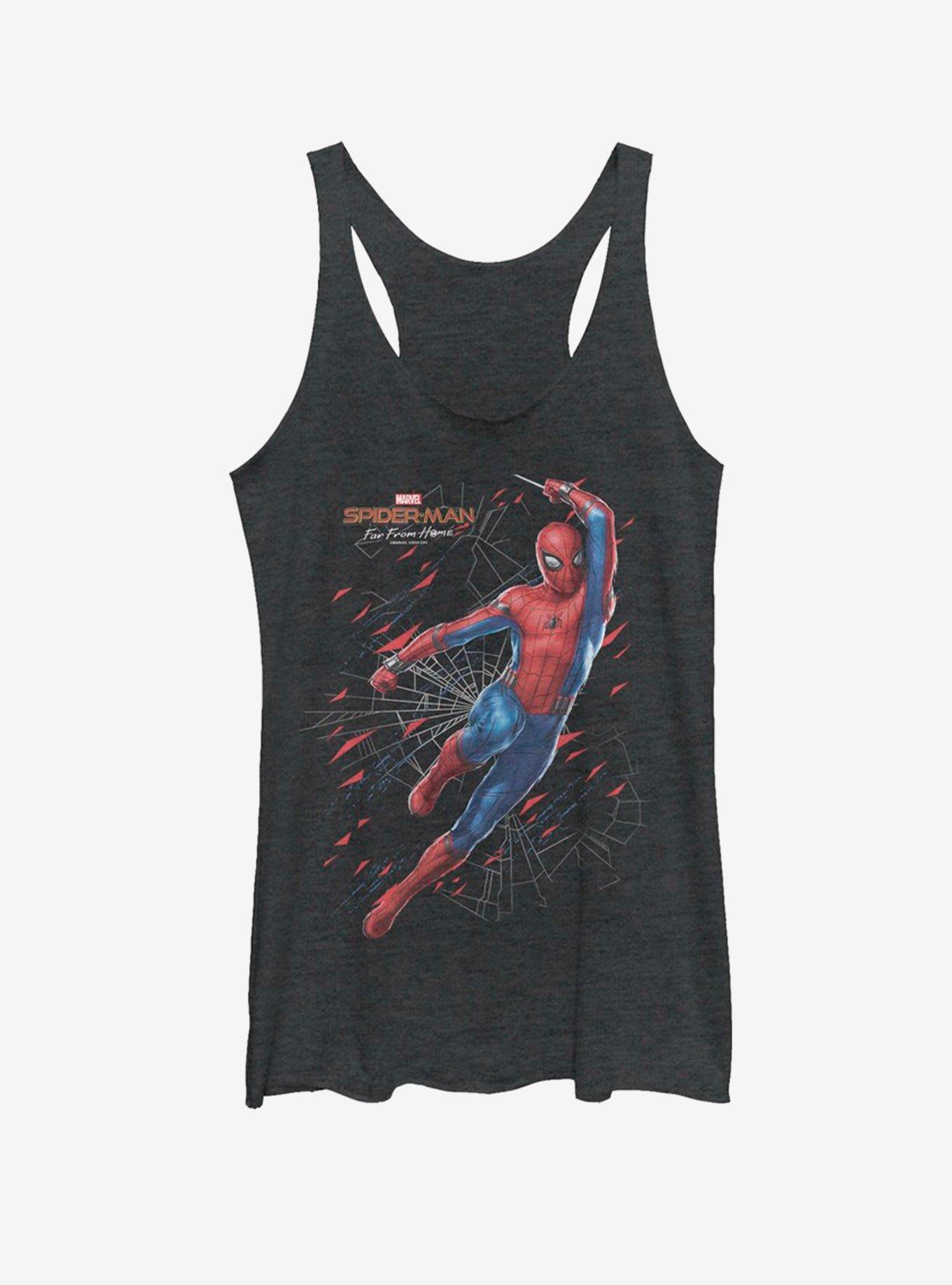 Marvel Spider-Man Far From Home Traveling Spidey Womens Tank, BLK HTR, hi-res