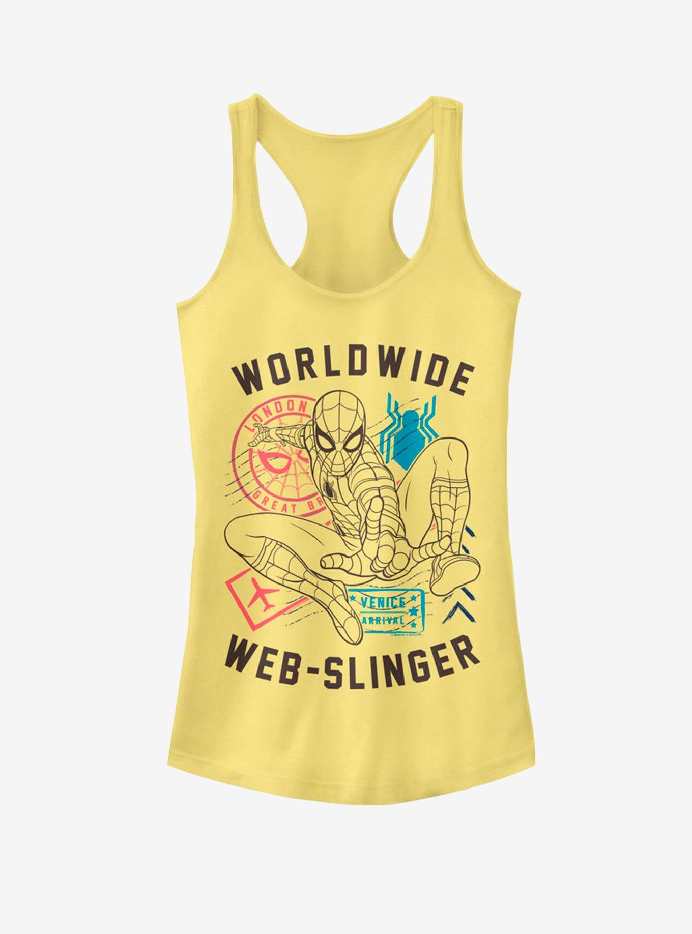 Marvel Spider-Man Far From Home World Wide Web Slinger Vintage Girls Tank, BANANA, hi-res