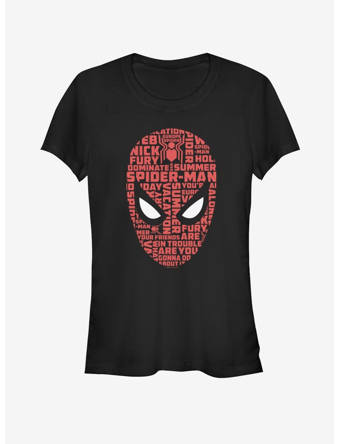 Marvel Spider-Man Far From Home Spider Word Face Girls T-Shirt, BLACK, hi-res