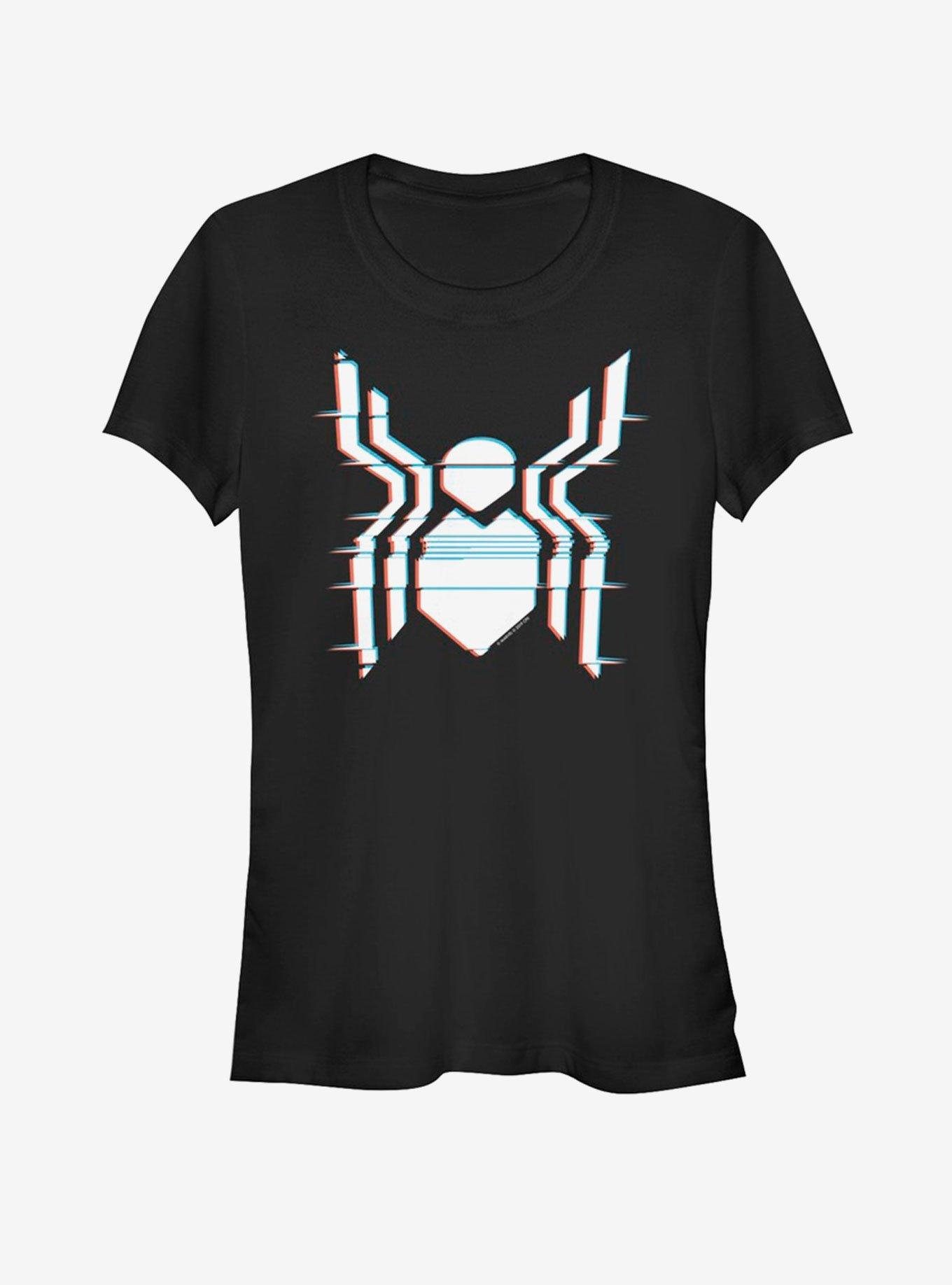 Marvel Spider-Man Far From Home Glitch Spider Logo Girls T-Shirt, BLACK, hi-res