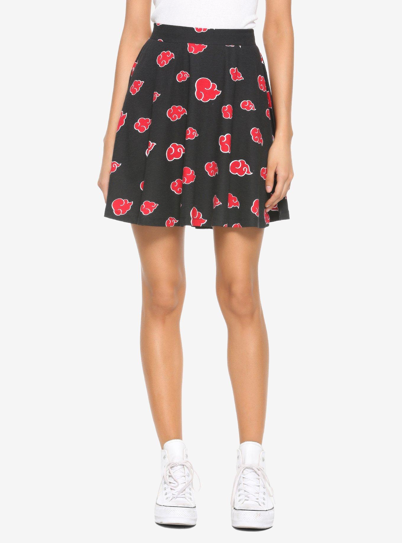 Naruto Shippuden Akatsuki Skater Skirt, RED, hi-res