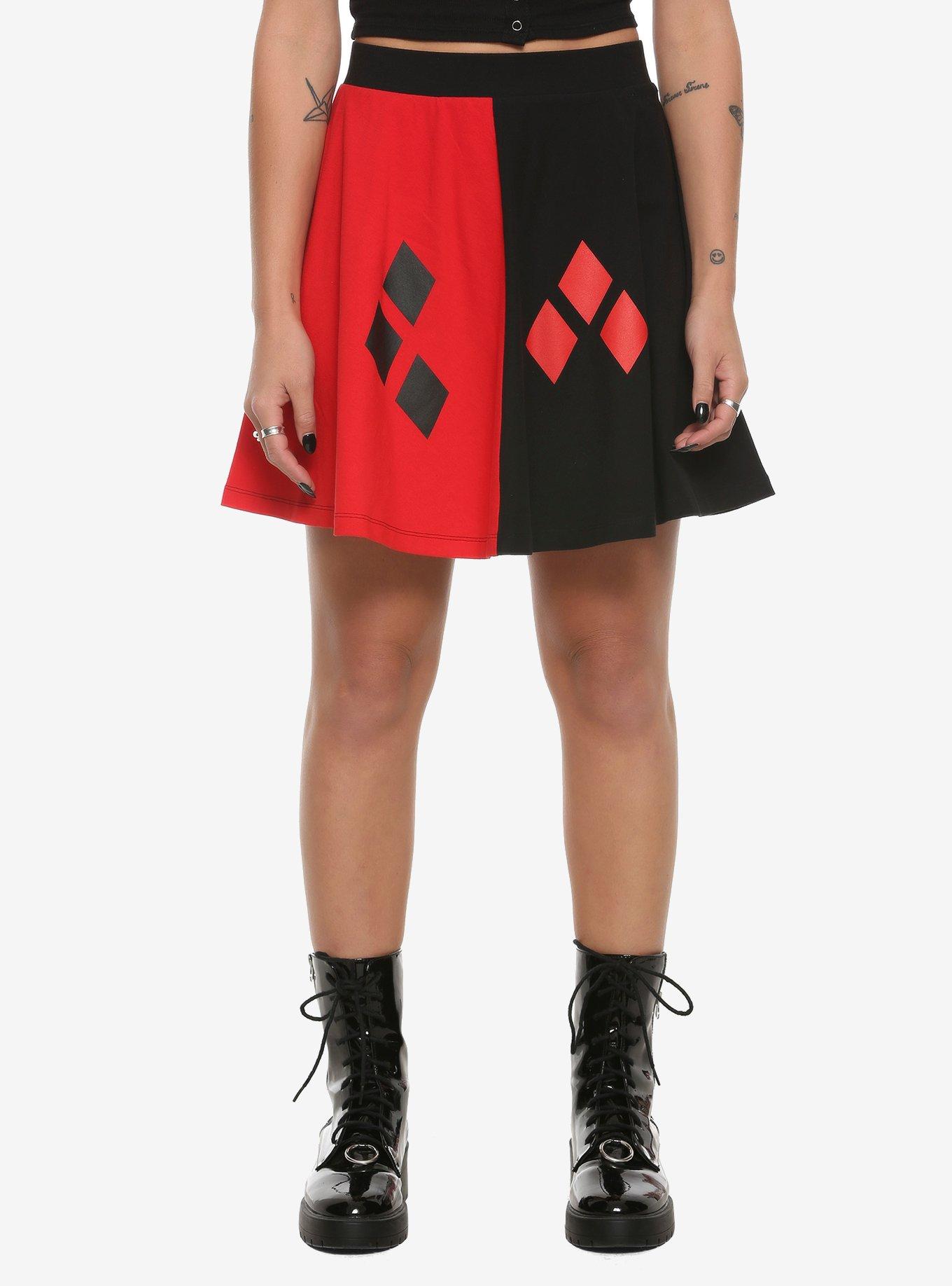 DC Comics Harley Quinn Skater Skirt, RED, hi-res