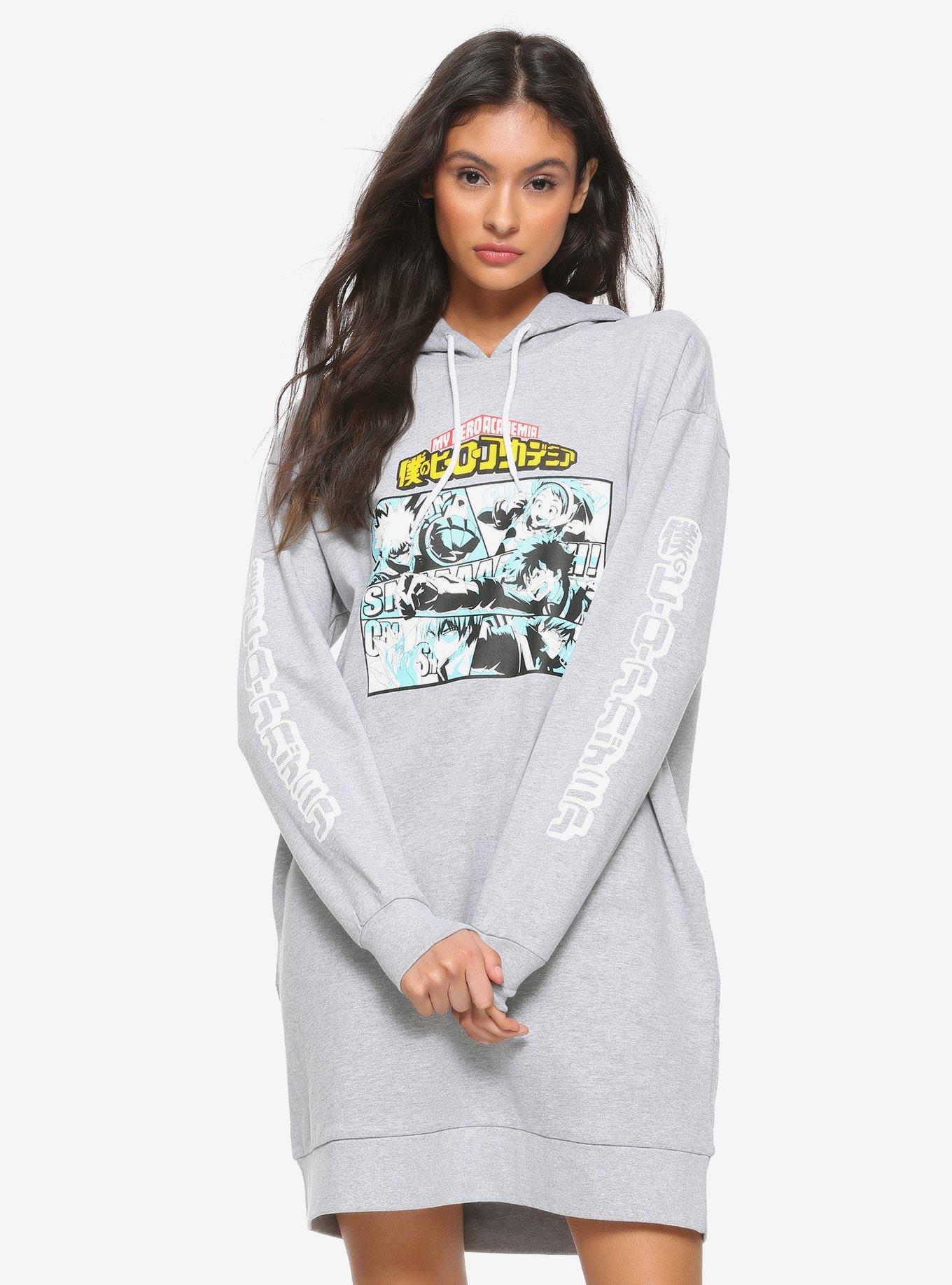 My Hero Academia Grey Hoodie Dress, HEATHER GREY, hi-res