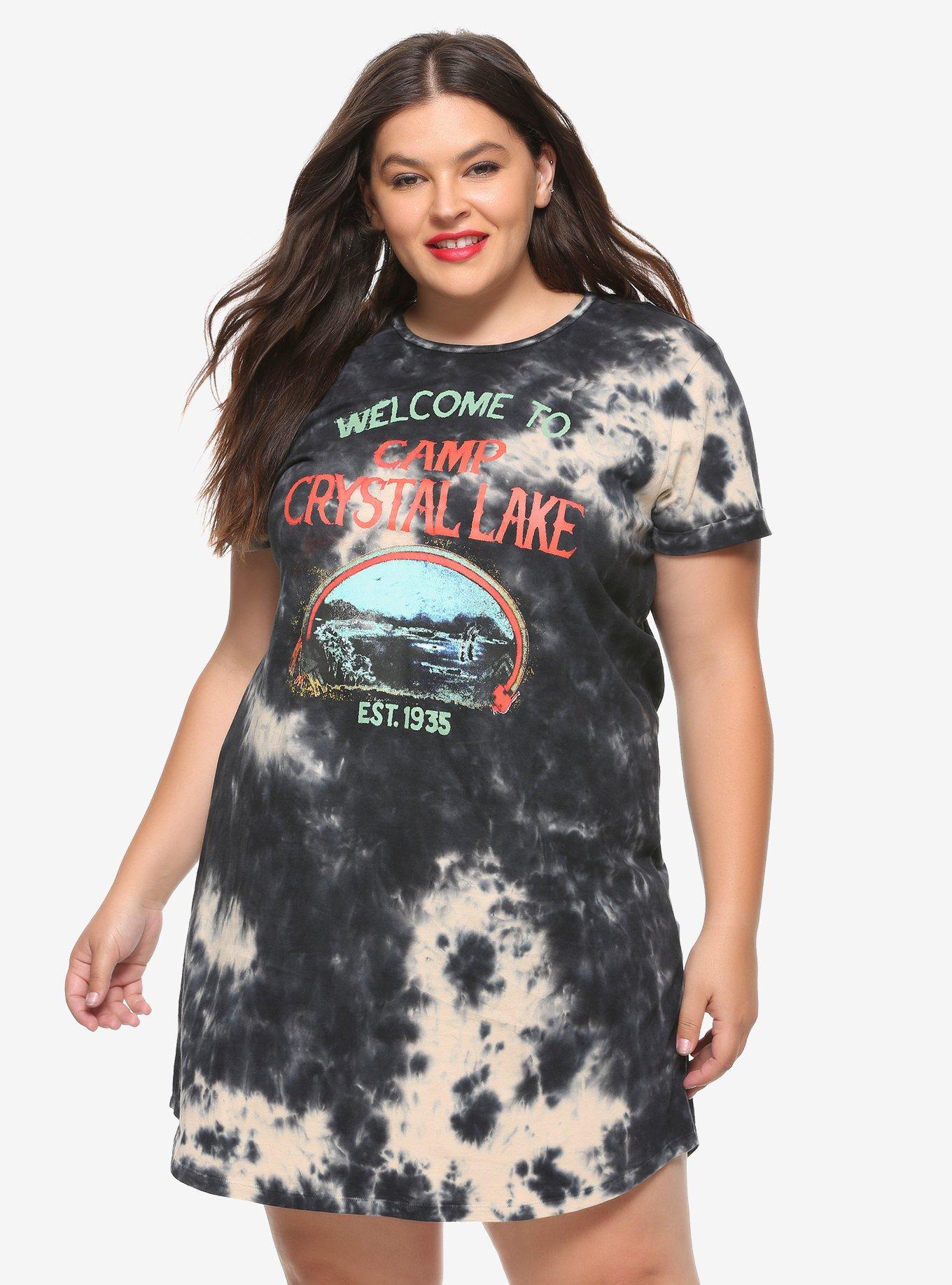 Friday The 13th Camp Crystal Lake Acid Wash T-Shirt Dress Plus Size | Hot  Topic