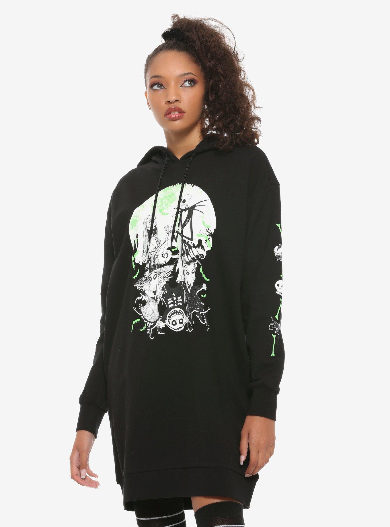 The Nightmare Before Christmas Jack & Sally Hoodie Dress, BLACK, hi-res