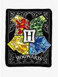 Harry Potter Stained Glass Crest Plush Throw Blanket, , hi-res
