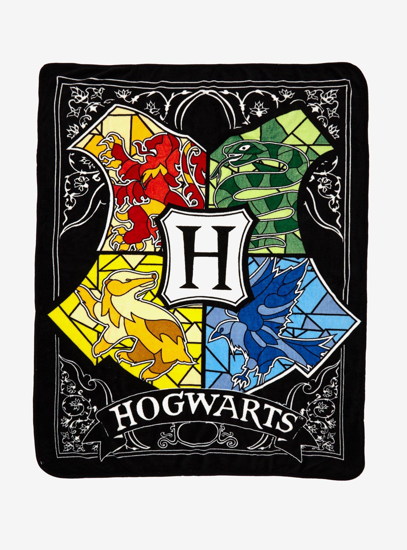 Harry Potter Stained Glass Crest Plush Throw Blanket