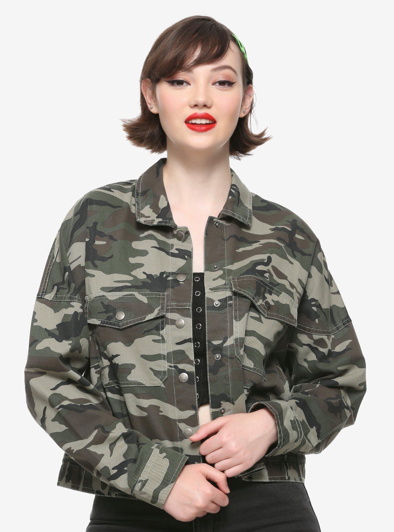 Camo Snap-Button Girls Jacket, CAMO, hi-res