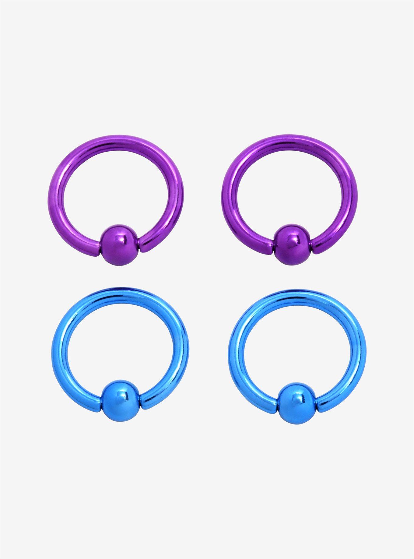 Steel Captive Hoop Blue & Purple 4 Pack, MULTI, hi-res