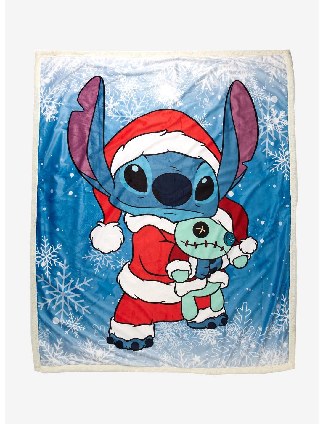 Disney Lilo & Stitch Santa Stitch & Scrump Sherpa Fleece Blanket, , hi-res