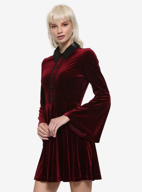 Hell Bunny Prudence Burgundy Velvet Dress | Hot Topic