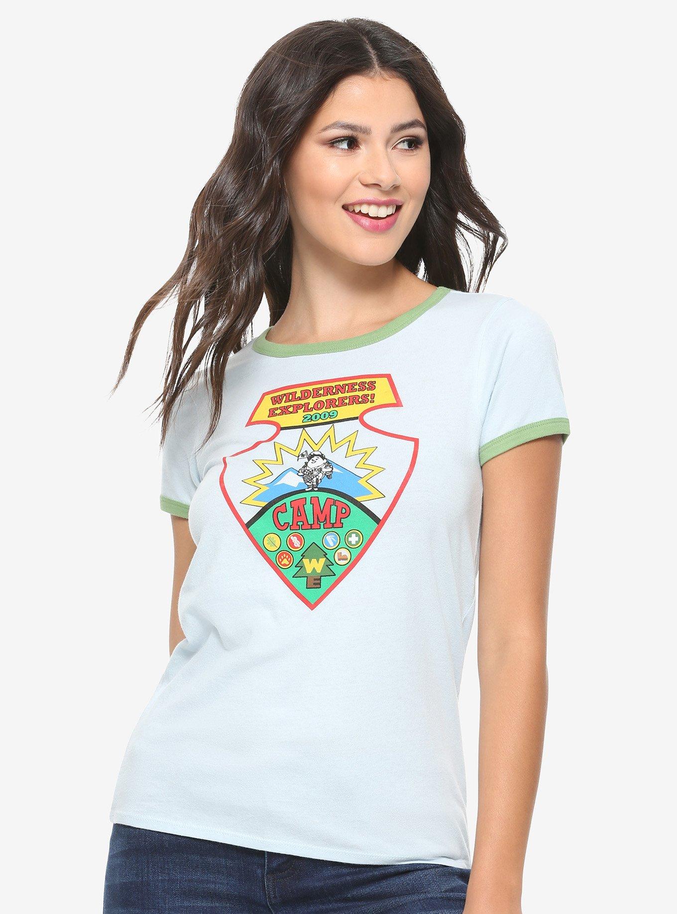 Disney Pixar Up Wilderness Explorers Emblem Women's Ringer T-Shirt - BoxLunch Exclusive, BLUE, hi-res