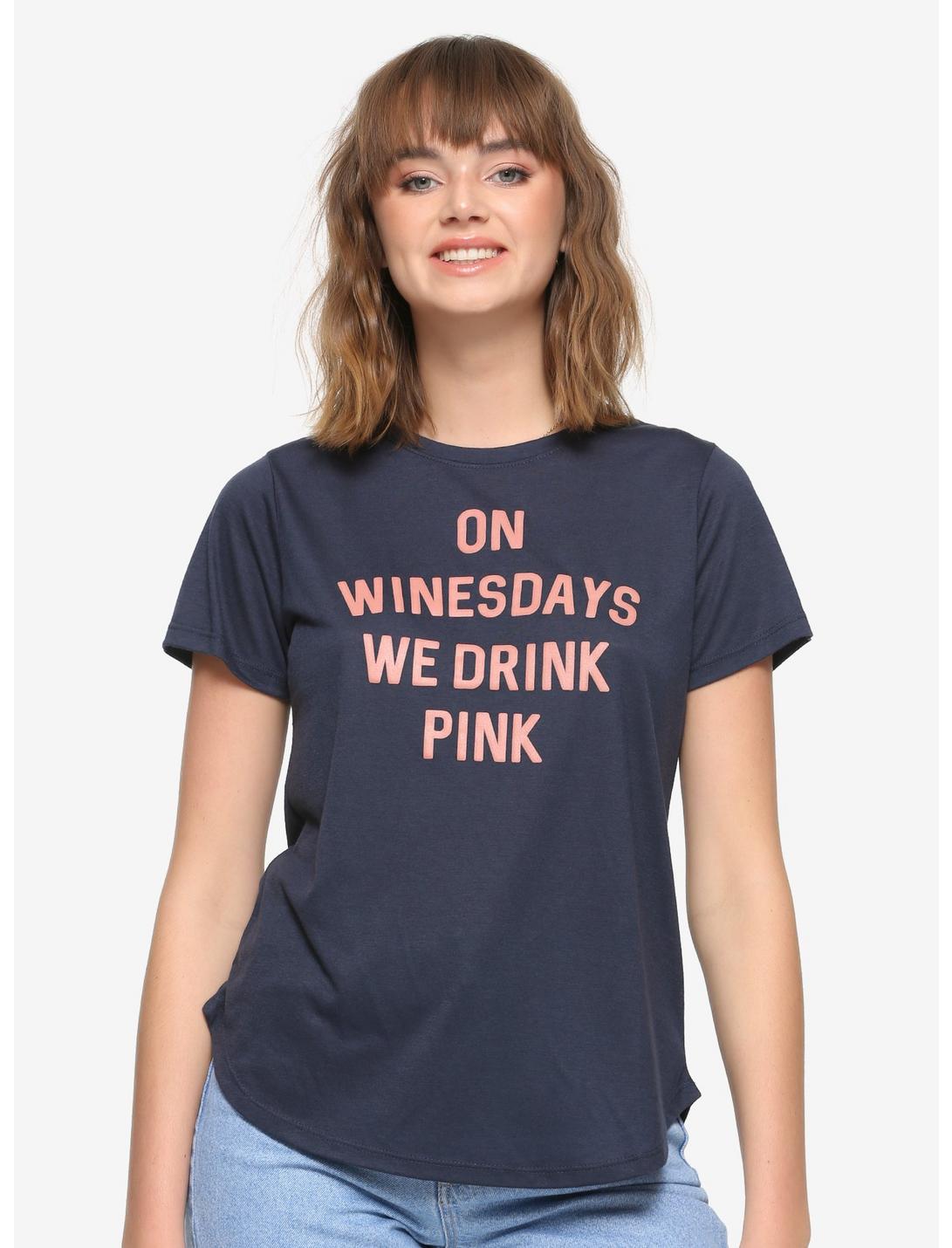 On Winesdays We Drink Pink Women's T-Shirt, NAVY, hi-res