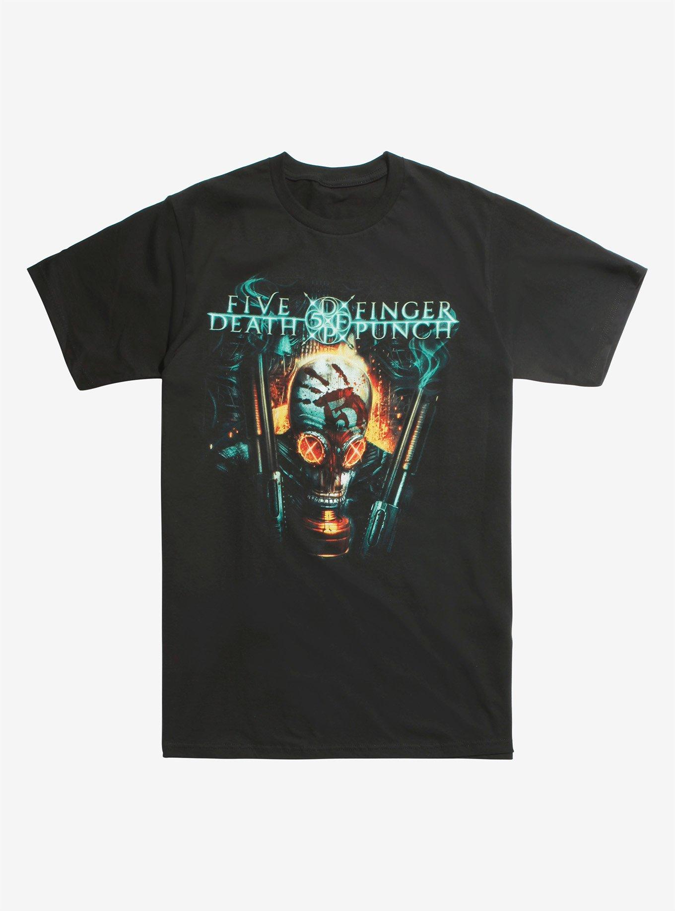 Five Finger Death Punch Gas Mask T-Shirt, BLACK, hi-res