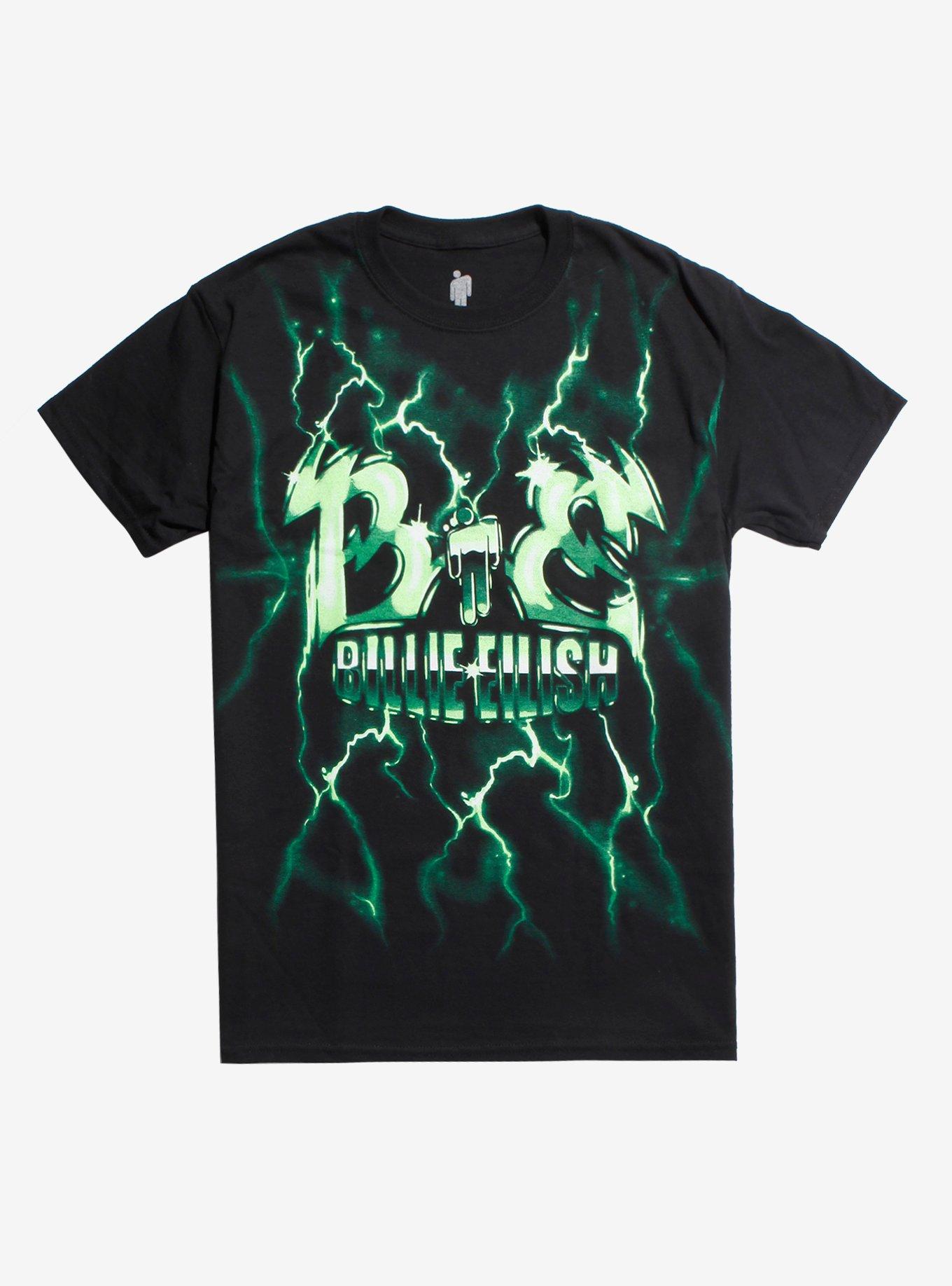 Billie Eilish Green Lightning T-Shirt, BLACK, hi-res