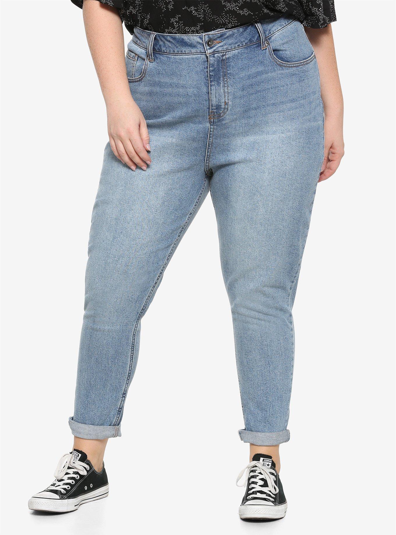 HT Denim Indigo Mom Jeans Plus Size, INDIGO, hi-res