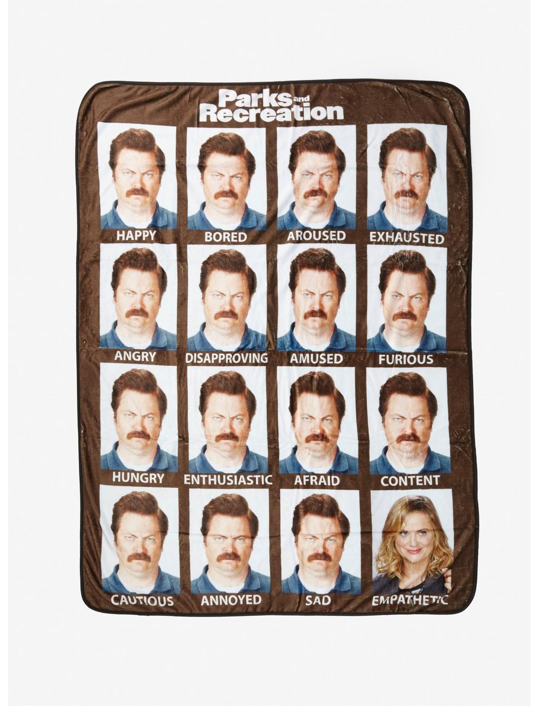 Parks And Recreation Ron Emotions Throw Blanket, , hi-res