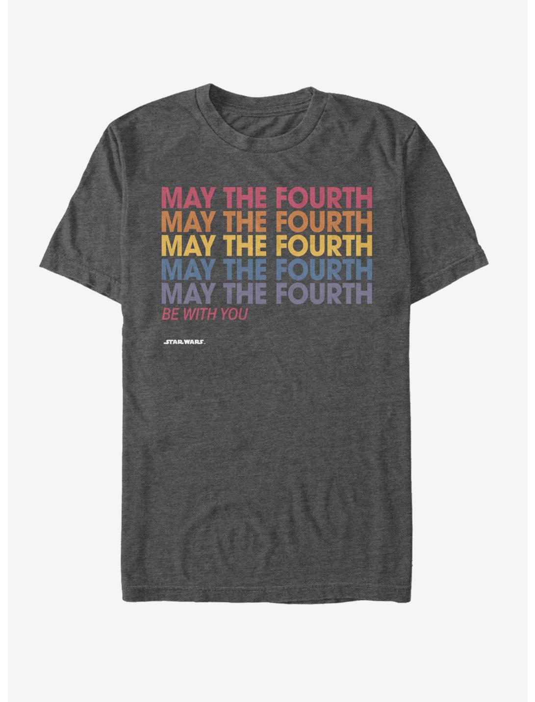 Star Wars May the Fourth Stack T-Shirt, CHAR HTR, hi-res