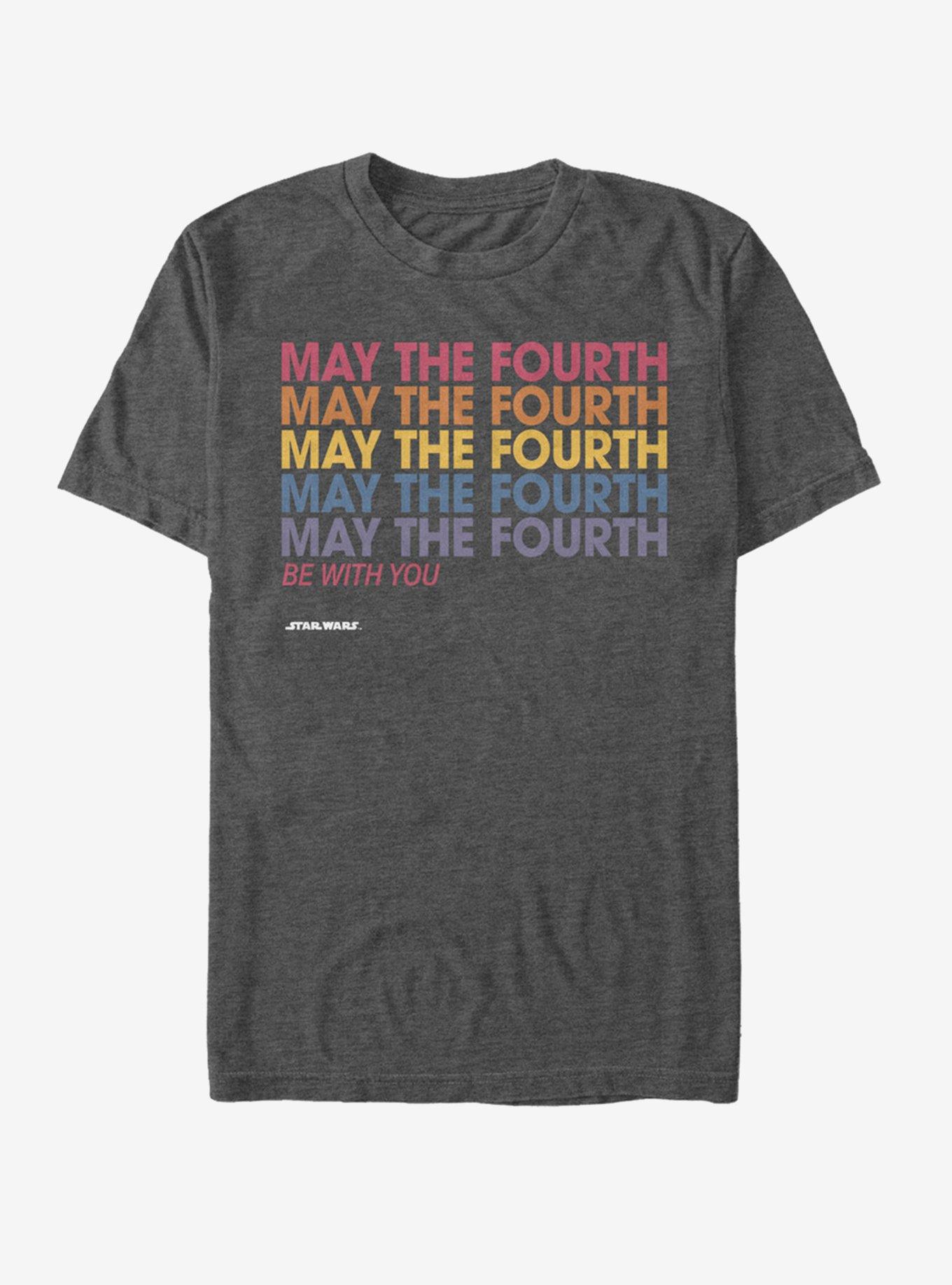 Star Wars May the Fourth Stack T-Shirt, CHAR HTR, hi-res