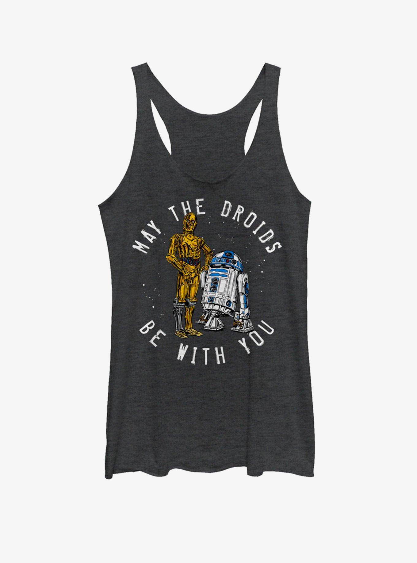 Star Wars Droid Luck May the Fourth Girls Tank Top, BLK HTR, hi-res