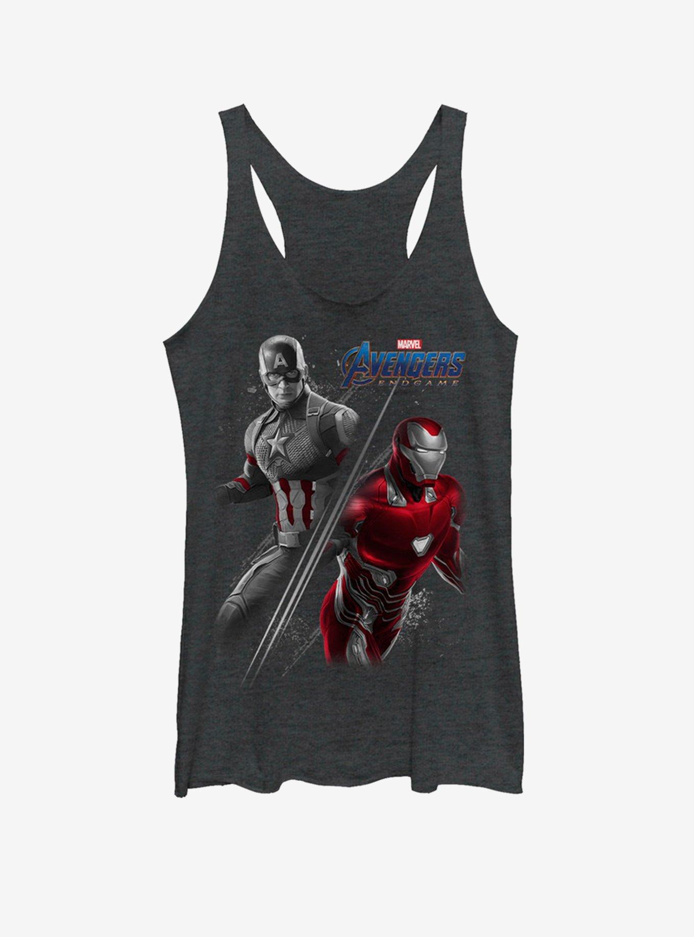 Marvel Avengers Endgame Cap Ironman Girls Tank Top, BLK HTR, hi-res