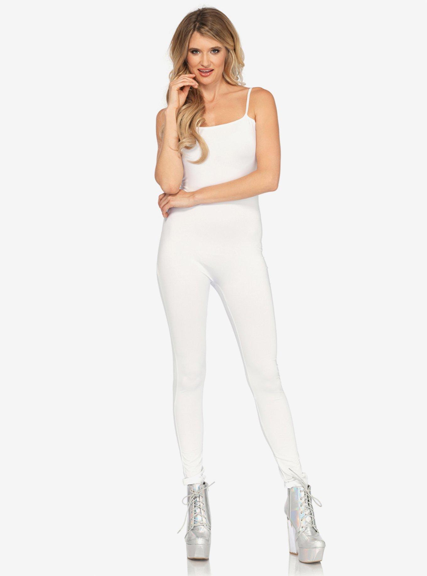 Basic White Unitard, WHITE, hi-res