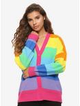 Rainbow Stripe Girls Oversized Cardigan, MULTI, hi-res