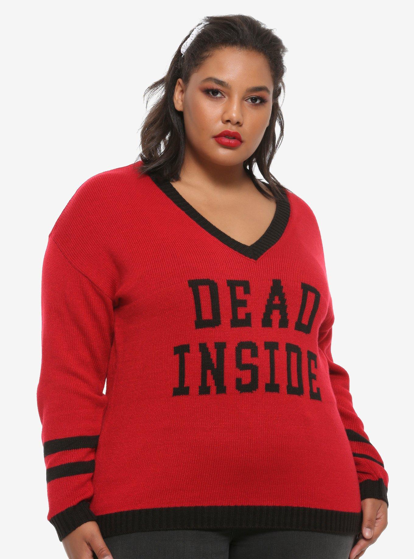Dead Inside Girls Sweater Plus Size, BLACK, hi-res