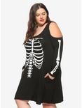 Skeleton Cold Shoulder Dress Plus Size, BLACK, hi-res