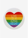 Love Is Human Right Rainbow Heart Button, , hi-res