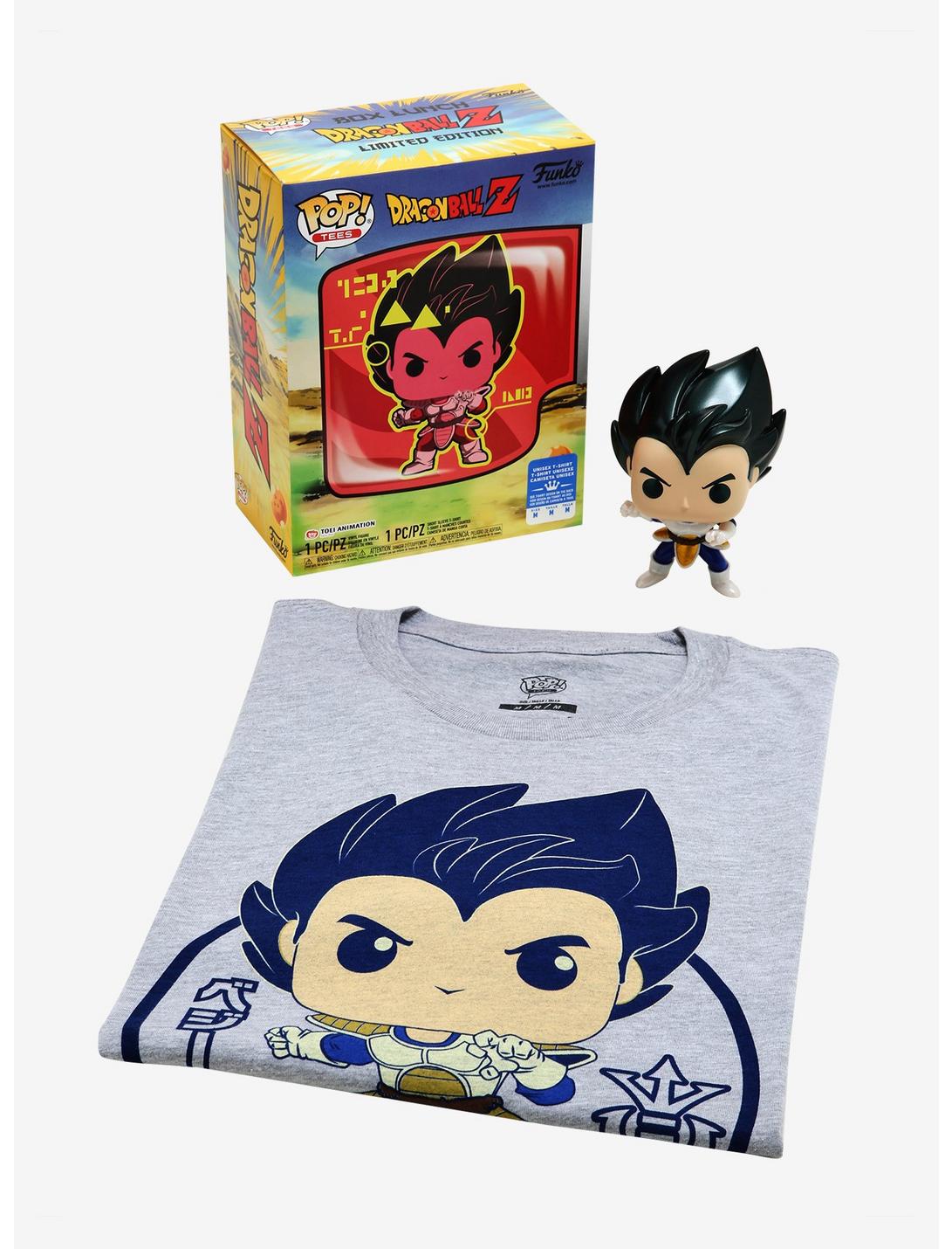 Funko Pop! Tees Dragon Ball Z Vegeta Saiyan Prince T-Shirt & Vinyl Figure (Metallic) Box Set - BoxLunch Exclusive, MULTI, hi-res