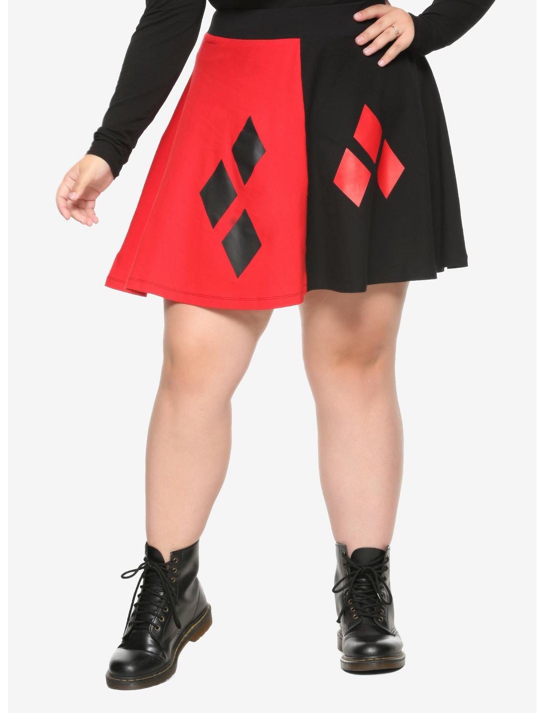 DC Comics Harley Quinn Skater Skirt Plus Size, RED, hi-res