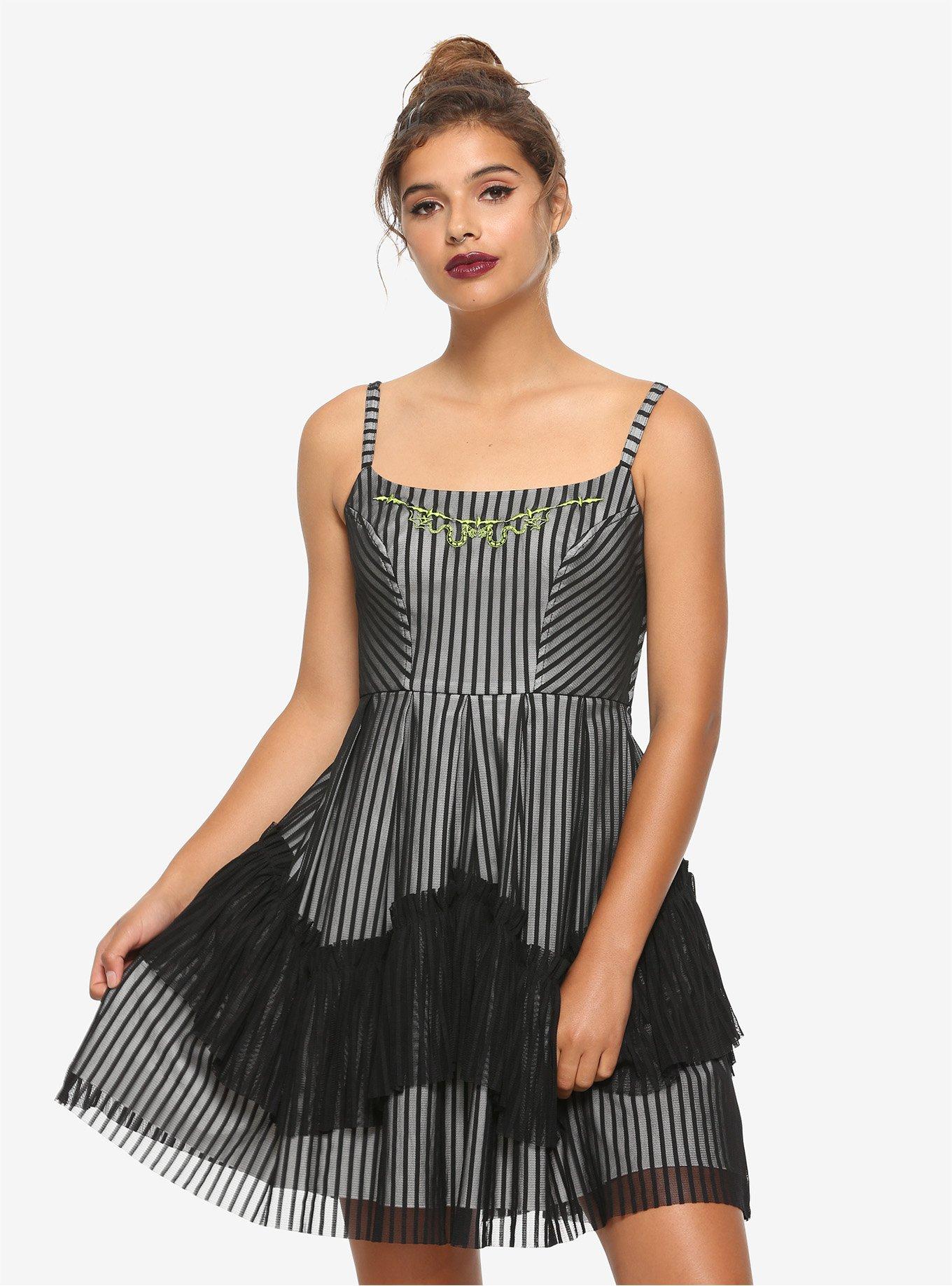 Beetlejuice Stripe Mesh Dress, STRIPES, hi-res