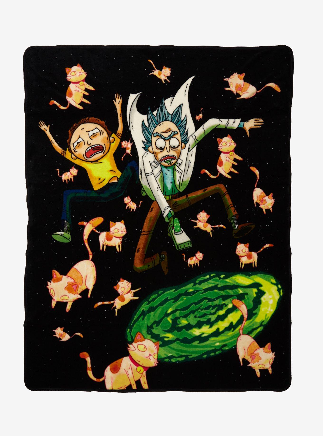 Rick And Morty Cats Portal Throw Blanket, , hi-res