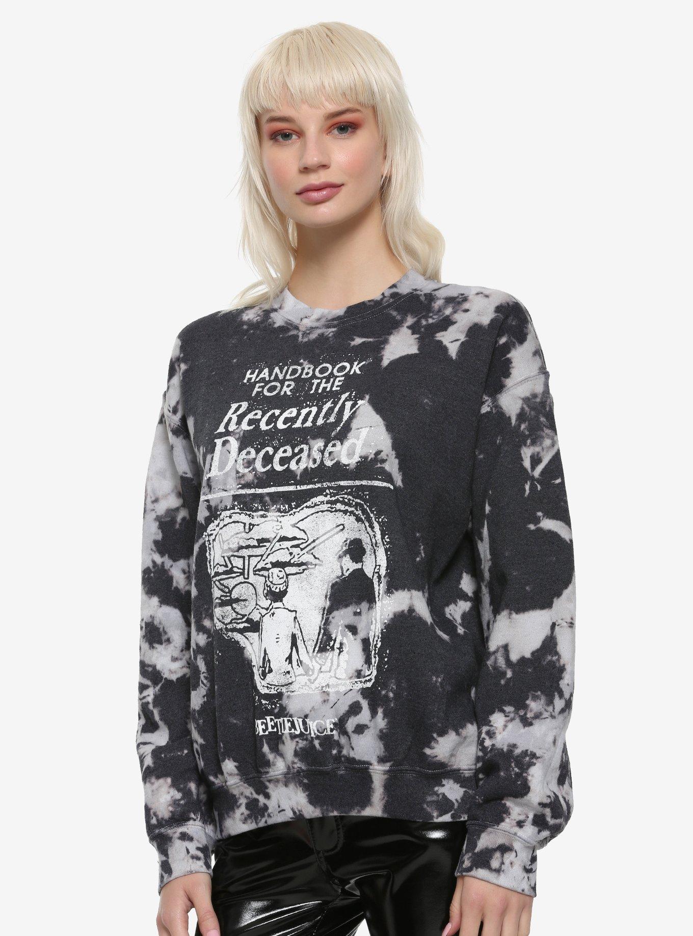 Beetlejuice Handbook For The Recently Deceased Acid Wash Girls Sweatshirt, GREY, hi-res